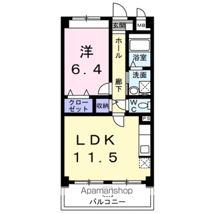 サン・アルバーダ[1LDK/45.75m2]の間取図