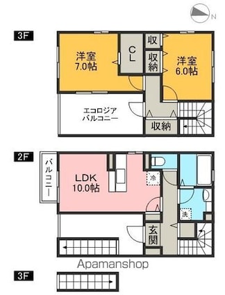 リオン[2LDK/70.14m2]の間取図
