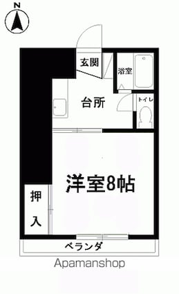 新川マンション[1K/24.58m2]の間取図