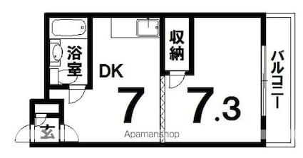 クローバーズマンションブリッジ２４[1DK/26.4m2]の間取図