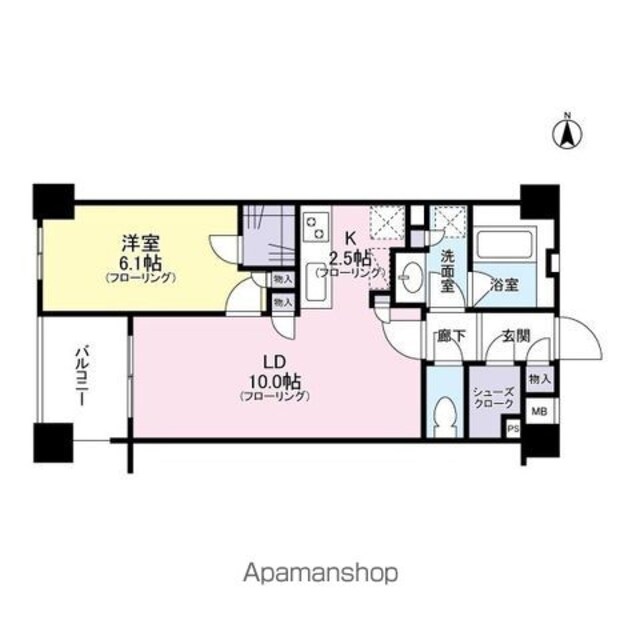 クレアホームズ新宿百人町[1LDK/46.25m2]の間取図
