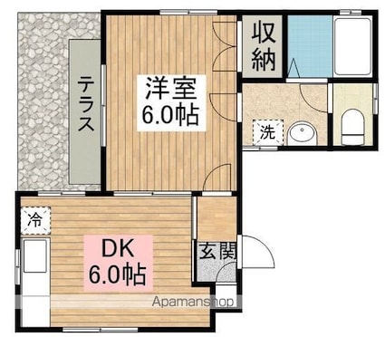 ツインズ新宿[1DK/29.6m2]の間取図
