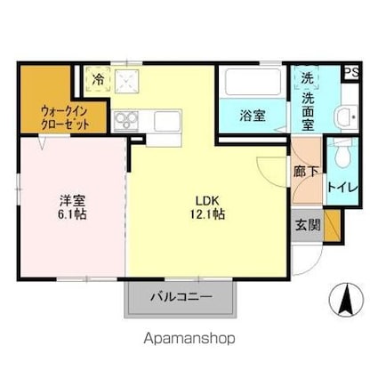 メゾン・ド・ベル[1LDK/45.82m2]の間取図