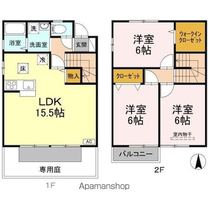 コーヨーハイツＩＩ　Ａ棟[3LDK/78.93m2]の間取図