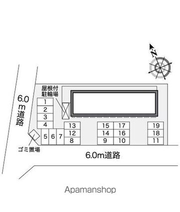 レオパレスアサクラⅤ[1K/23.18m2]の配置図