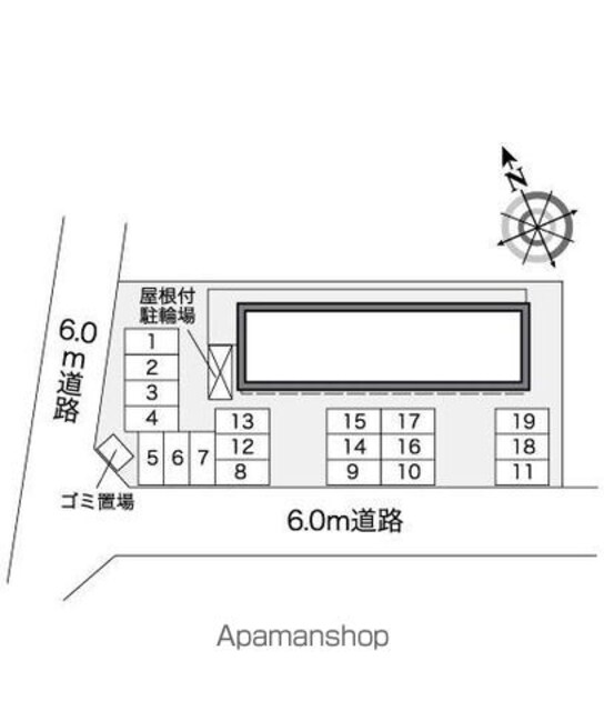 レオパレスアサクラⅤ[1K/23.18m2]の配置図