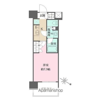 ザ・パークハビオ目黒[1K/25.05m2]の間取図