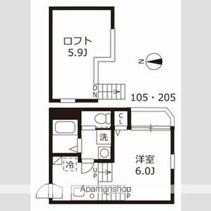 ハーモニーテラス志賀町Ⅲ[1K/20.3m2]の間取図