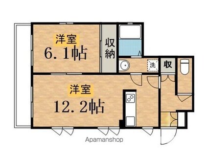 ザ・カメリア[1LDK/43.05m2]の間取図