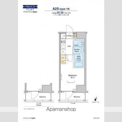 プラウドフラット戸越銀座[1K/22.32m2]の間取図