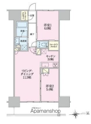 トラープランド翠命館[2LDK/58.32m2]の間取図