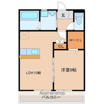 パルフェⅡ番館[1LDK/39.13m2]の間取図