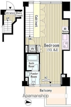 ＲＯＫＡ　ＴＥＲＲＡＺＺＡ[1K/34.46m2]の間取図