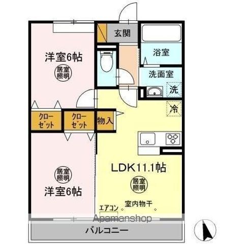 コンフォートⅢ　Ｂ 303｜茨城県神栖市大野原中央１丁目(賃貸アパート2LDK・3階・52.55㎡)の写真 その2