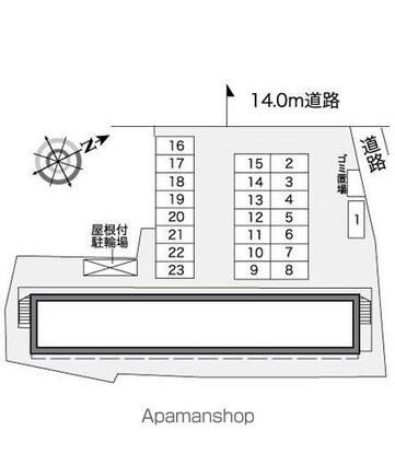 レオパレスハタノ[1K/23.18m2]の配置図