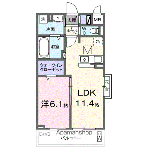 アウラティエ[1LDK/42.51m2]の間取図