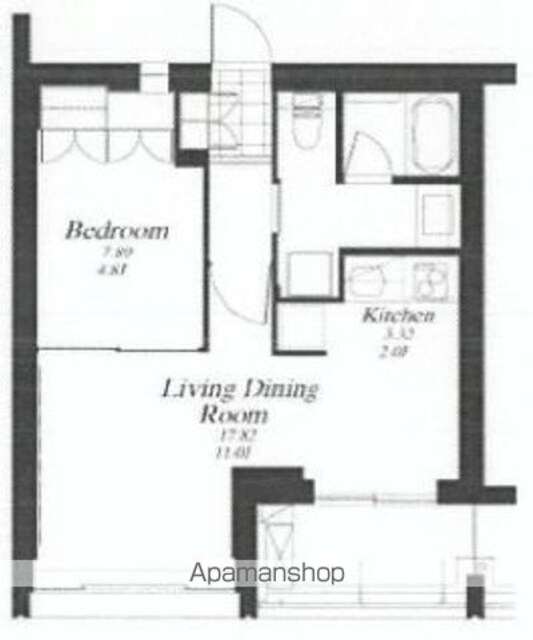 東京都世田谷区玉川田園調布２丁目[1LDK/41.84m2]の間取図