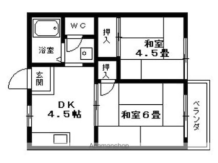 ハイツクリスタル[2DK/32m2]の間取図