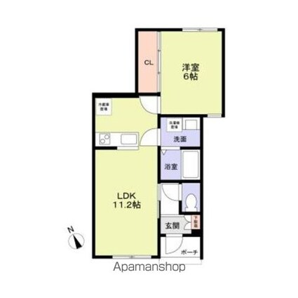 東京都世田谷区若林４丁目[1LDK/40.16m2]の間取図