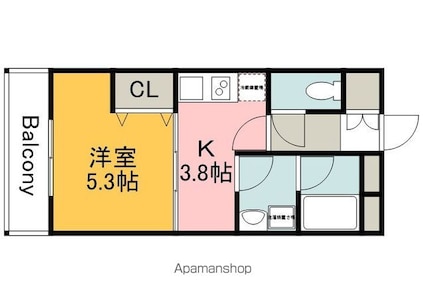 Ｍ　Ｔｅｒｒａｃｅ八幡東　壱番館[1K/25.67m2]の間取図