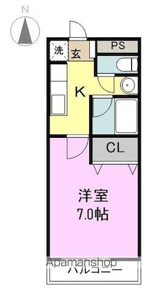 イーストヒル[1K/26.75m2]の間取図