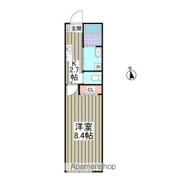 パルトネール千歳船橋[1K/24.74m2]の間取図