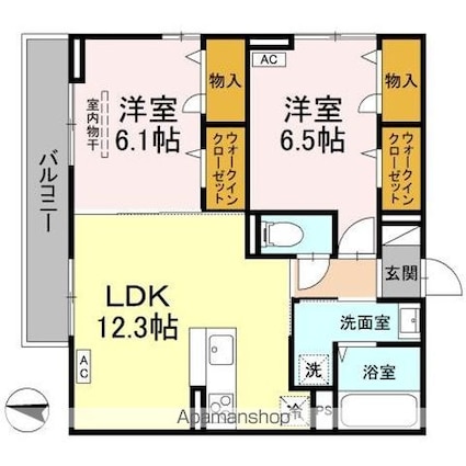 ラフィーネ南蔵王[2LDK/60.27m2]の間取図