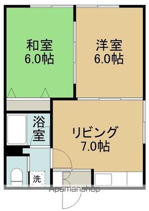 コーポスマイルⅡ[2DK/39.6m2]の間取図