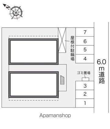 レオパレス東尾道[1K/20.28m2]の配置図