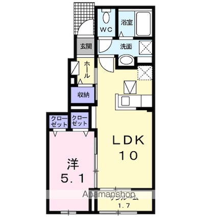 シェトワ[1LDK/40.88m2]の間取図