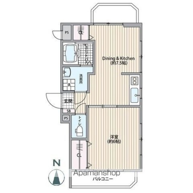 アペックス東高円寺[1DK/35.1m2]の間取図