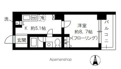 ＡＸＩＳ若松町[1K/36.12m2]の間取図