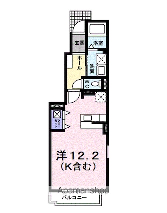 リュエル・サンパティークｉ　Ｂ[1R/32.9m2]の間取図