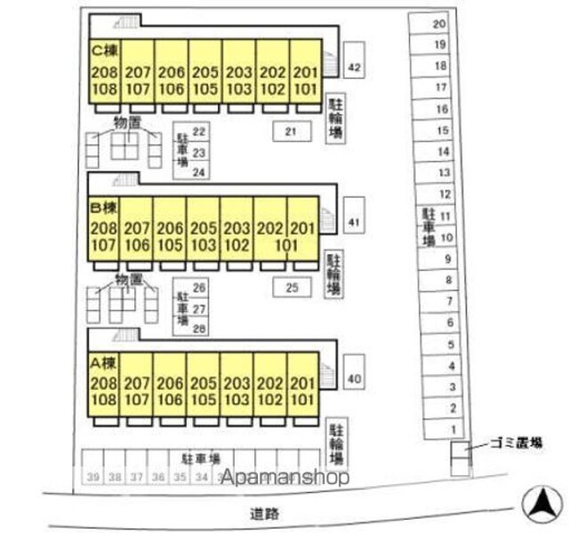アネーロ和田　Ｂ[1K/26.78m2]の配置図