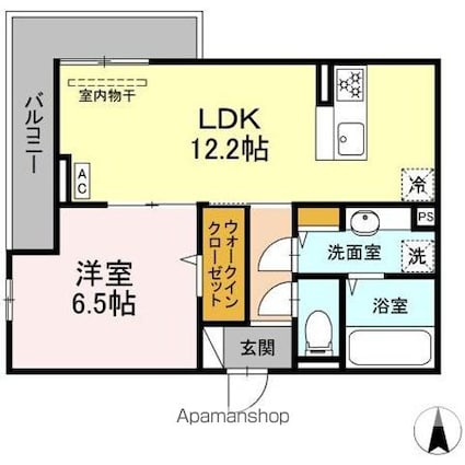 長野県松本市寿中１丁目[1LDK/45.87m2]の間取図