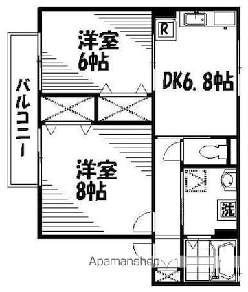 ソレイユ津高[2DK/47.99m2]の間取図