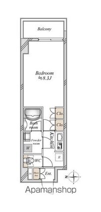 アーバンパーク浅草[1K/25.19m2]の間取図