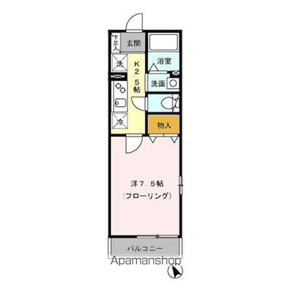 シェルヴィラージュ[1K/25.28m2]の間取図