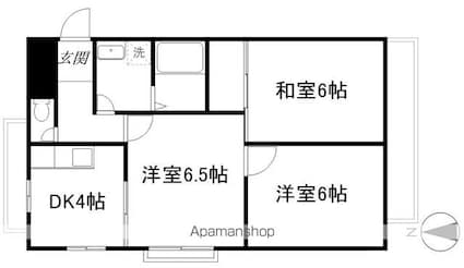 エクシード西大津[3K/47.41m2]の間取図