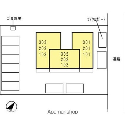 岡山県岡山市北区今８丁目[1LDK/44.17m2]の配置図