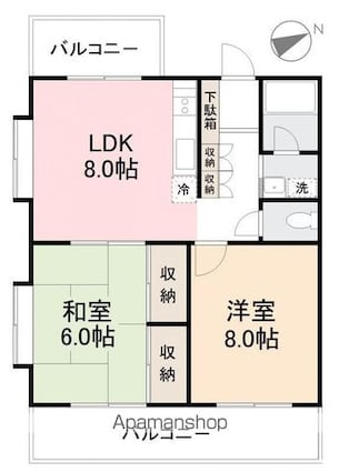 メゾンフジ[2LDK/57m2]の間取図