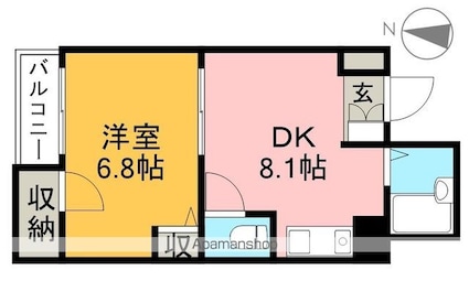シティガーデン上町[1DK/30.03m2]の間取図