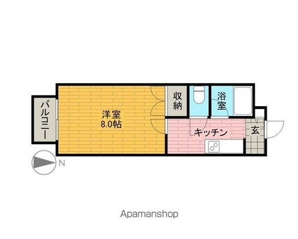 Ｋハウス[1K/23m2]の間取図