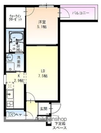 フジパレス日根野駅南Ⅱ番館[1LDK/38.08m2]の間取図