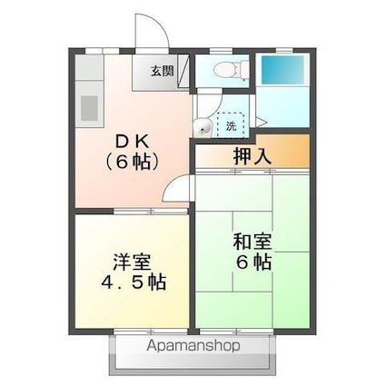 シティおかやま[2DK/35.91m2]の間取図