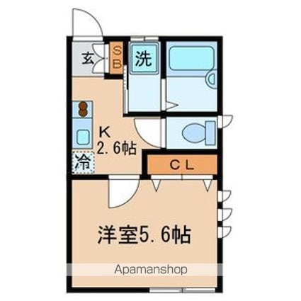 エスポア[1K/23m2]の間取図