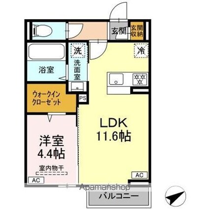 ディアライズ西市[1LDK/40.07m2]の間取図