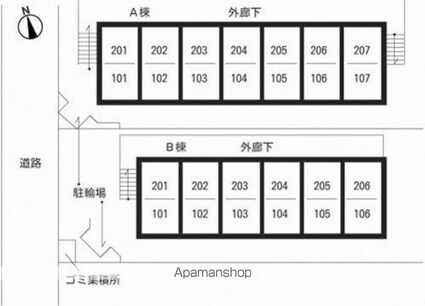東京都足立区加平２丁目[1K/19.8m2]の配置図