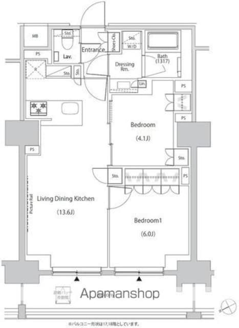 ザ・パークハビオ目白タワー[2LDK/54.12m2]の間取図