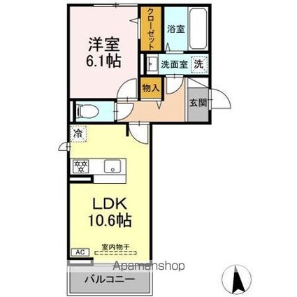 Ｇｒａｃｅ　Ｙａｍａ（グレイス　ヤマ）[1LDK/42.93m2]の間取図